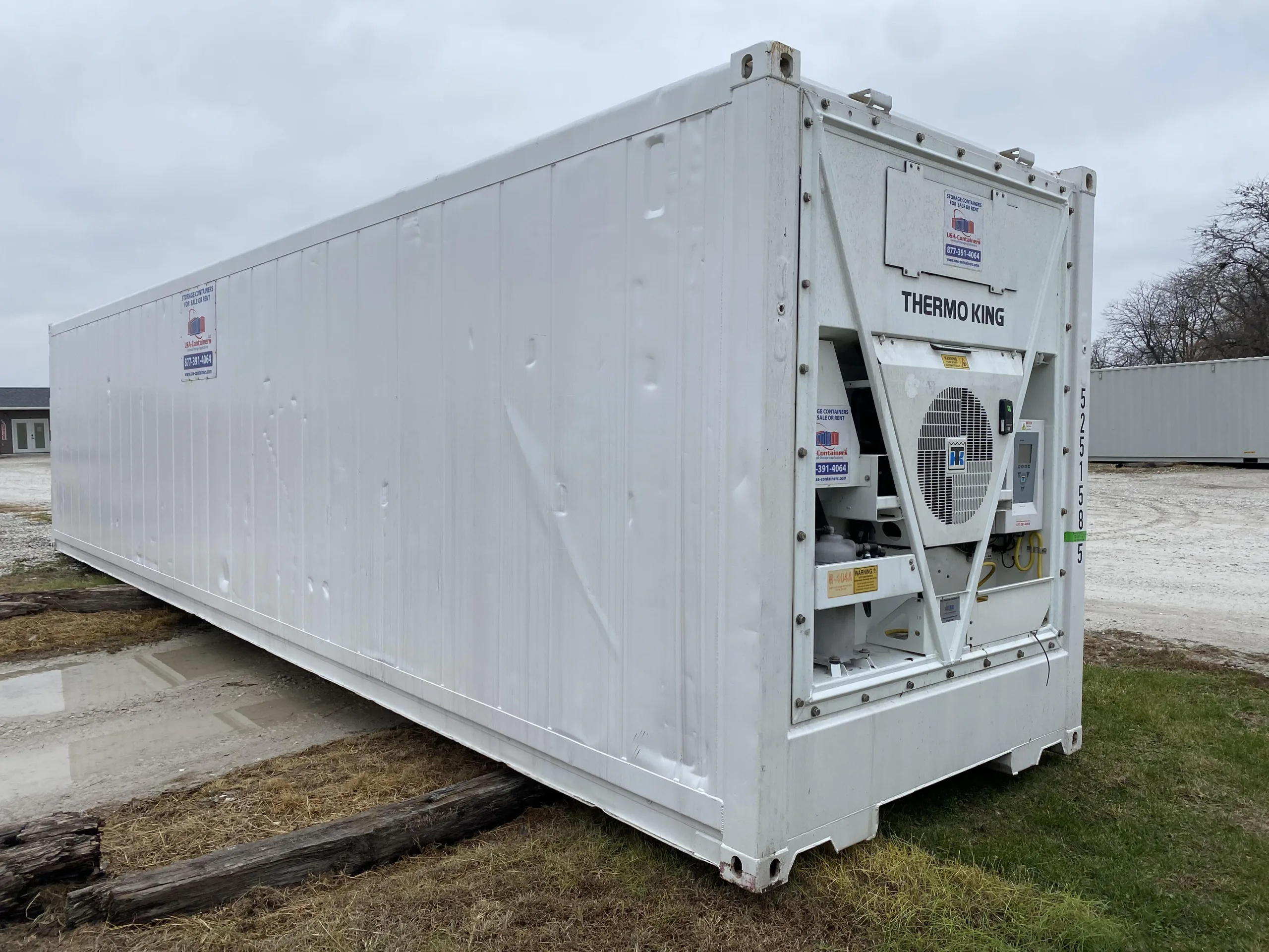 Reefer Containers for Iowa City IA, Sitting in a Storage Yard, ready to be sold