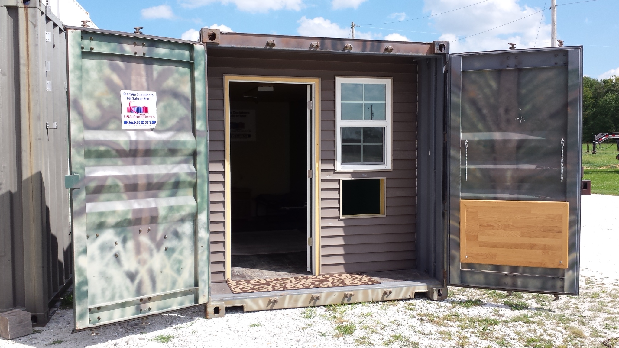 An Example of Custom Containers Iowa, Green Custom Container Sitting in the Woods